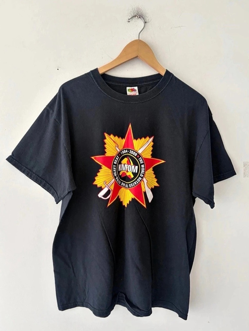 Fruit of the Loom KMFDM Kein Mitleid Tour 2009 T-Shirt Tee XL Black & Red